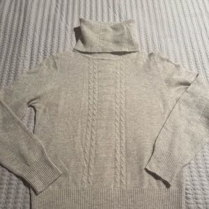 Lambswool Angora Vintage Austin Hill Cable Knit Turtleneck Sweater L